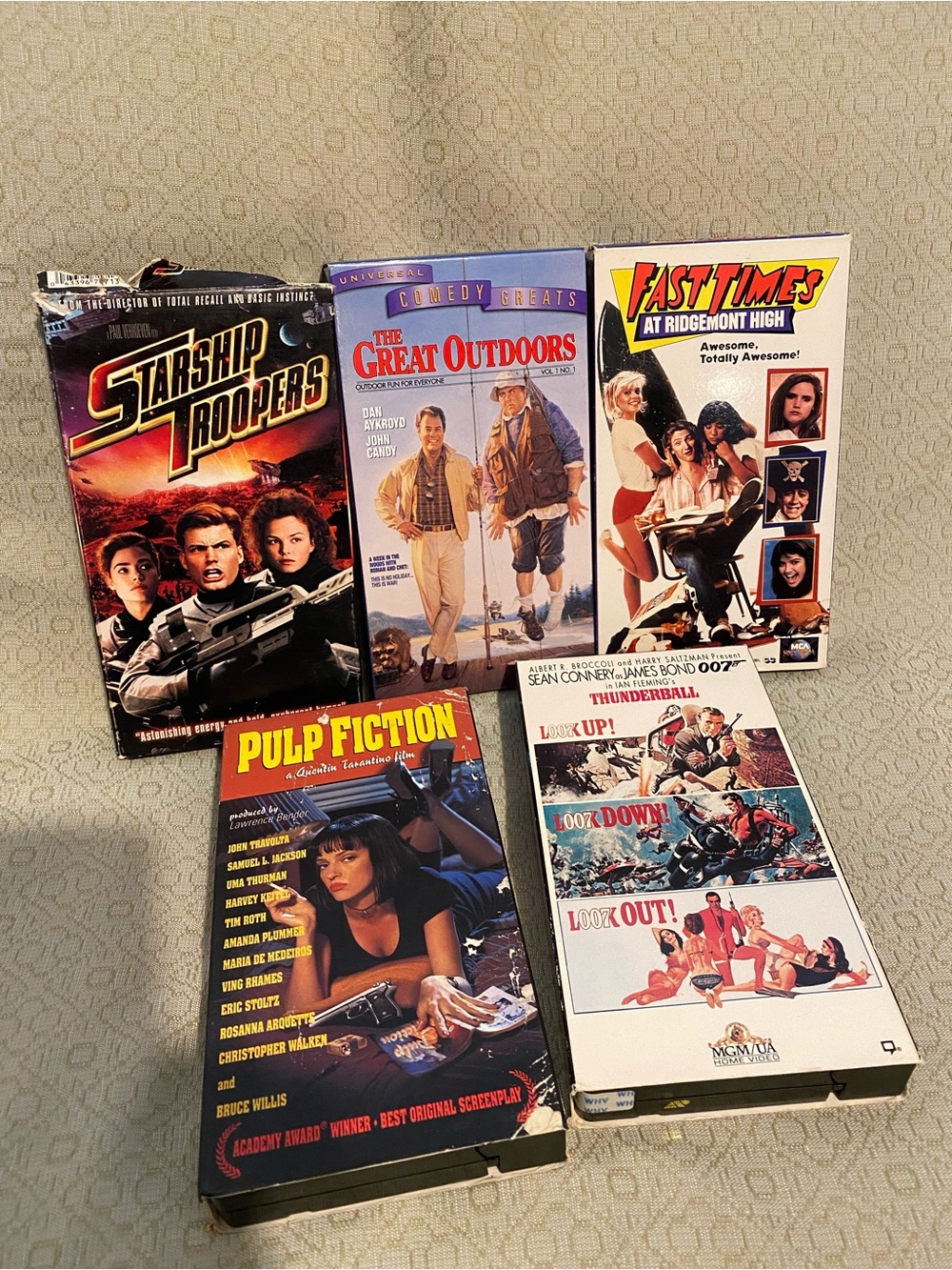 Lot of 5 VHS Tapes Starship, Great Outdoors, Pulp Fiction, Fast Times, Thunder